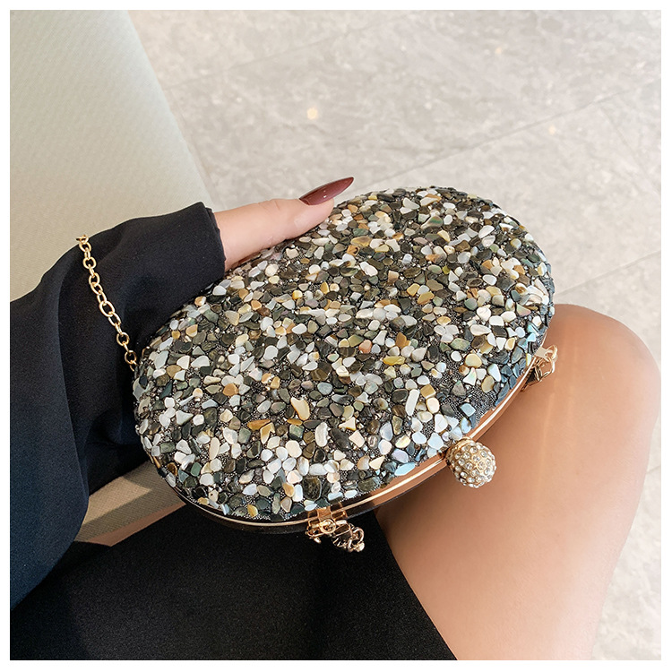 Luxury Crystal Beaded Evening Clutch – Elegant Pearl Stone Party Handbag