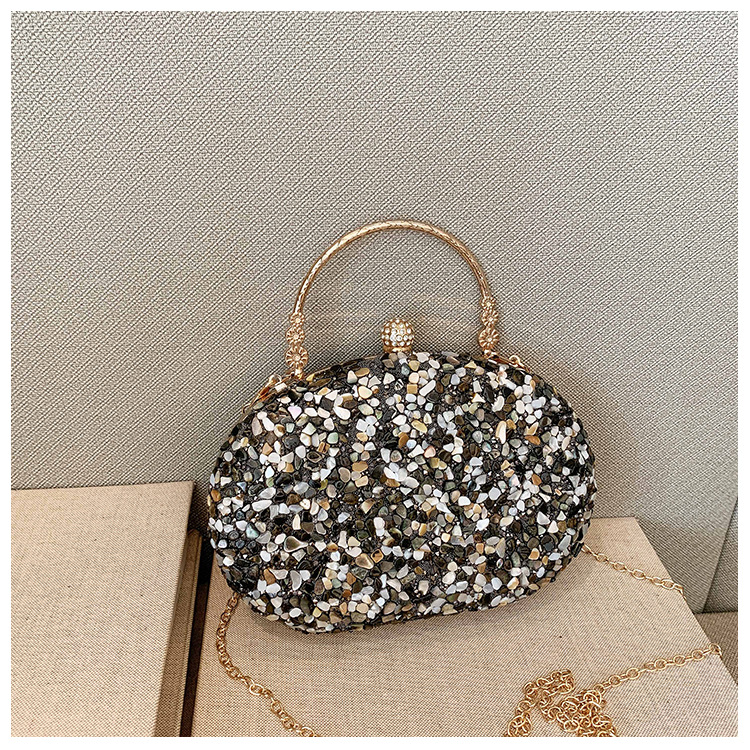 Luxury Crystal Beaded Evening Clutch – Elegant Pearl Stone Party Handbag