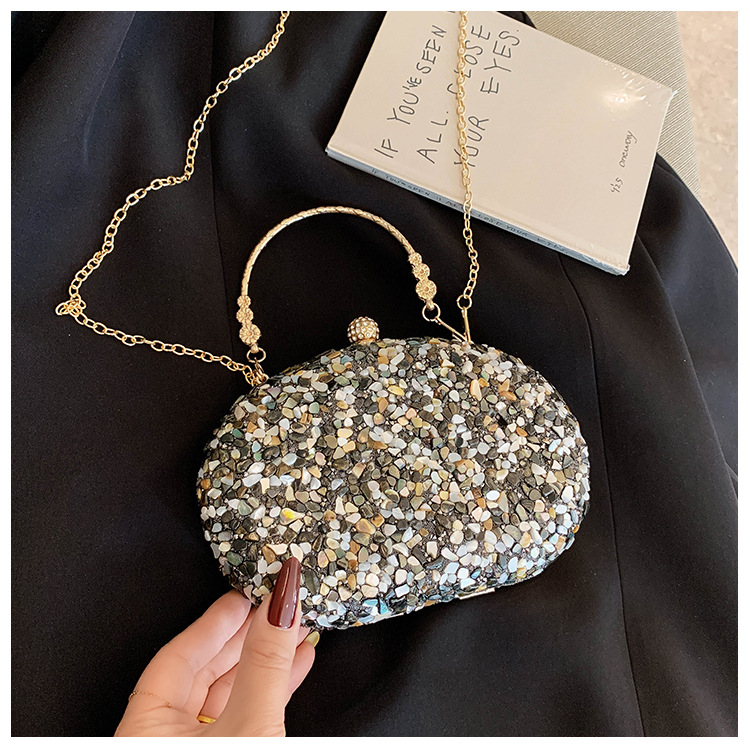 Luxury Crystal Beaded Evening Clutch – Elegant Pearl Stone Party Handbag