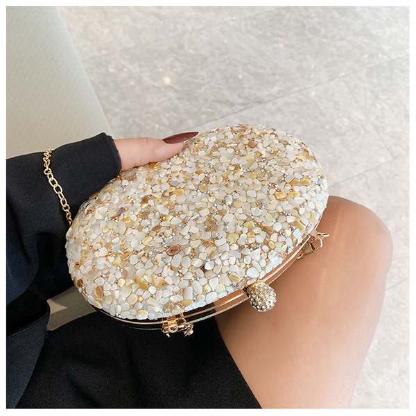 Luxury Crystal Beaded Evening Clutch – Elegant Pearl Stone Party Handbag
