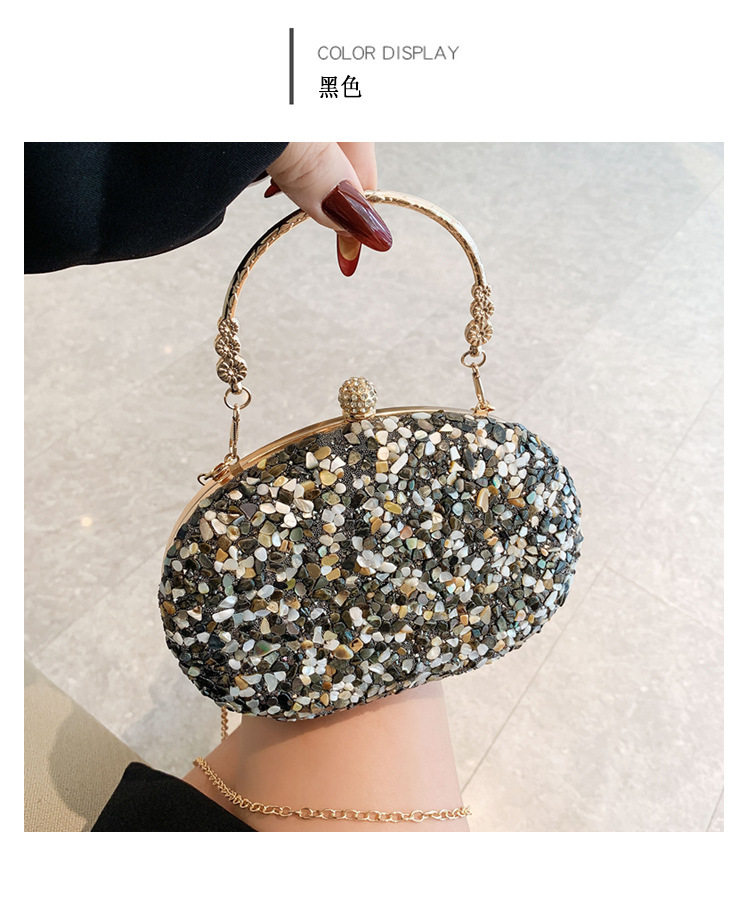 Luxury Crystal Beaded Evening Clutch – Elegant Pearl Stone Party Handbag